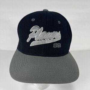 Vintage Players 69 Snapback Hat Cap Navy Blue Grey Green Underbim Y2K Streetwear